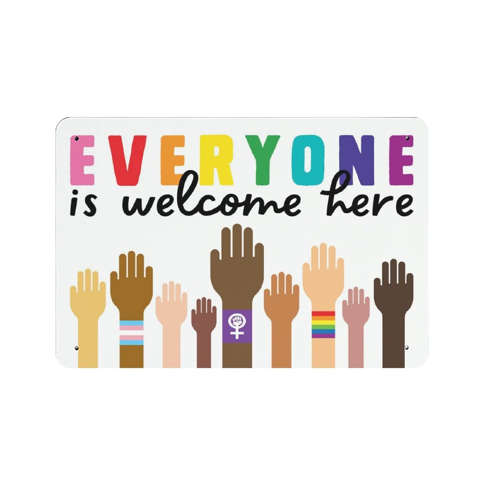 Dreacoss Equality Prints, Diversity, Inclusion,Teacher Racism,Everyone Is Welcome Here Vintage Poster Metal Tin Signs Wall Decor Classroom Decor Gifts, 8X12inch