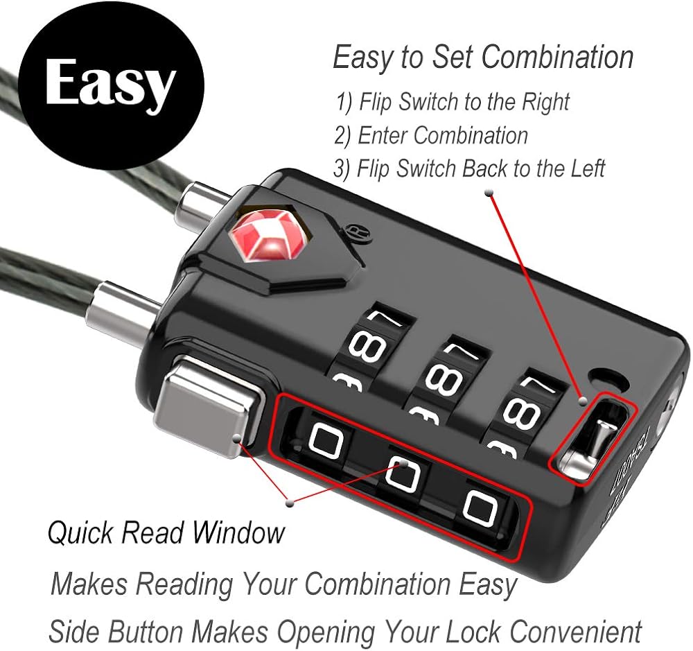 SURE LOCK TSA Compatible Travel Luggage Locks, Inspection Indicator, Easy Read Dials - 2 pack: Clothing
