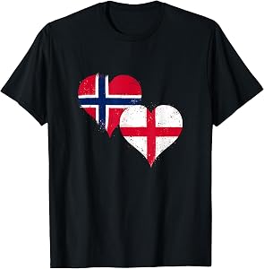 Cool Norway England Flags Proud Norwegian English Fans Pride T-Shirt