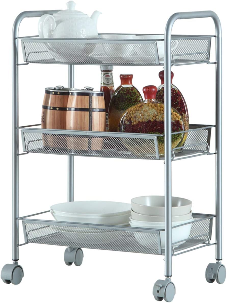 Amazon Com Xy Litol Silver Kitchen Rolling Storage Cart Metal