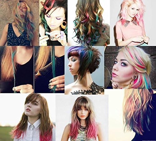 24 Piece Temporary Hair Chalk Set - Non-Toxic Rainbow Colored Dye Pastel Kit