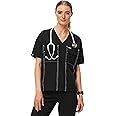FIGS Bello Cargo Scrub Top for Women — Oversized Fit, V-Neck, Two Pockets, Back Yoke, 4-Way Stretch — Amazon Exclusive