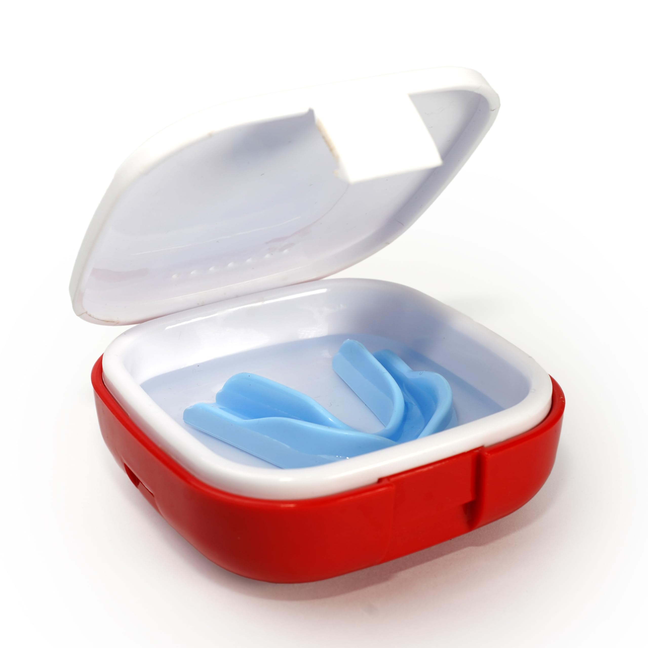 encase Dental Retainer Case with Dental Bath – Dual Purpose Hygienic Denture Case for Storage and Immersion of Mouthguards, Ortho Retainers + Dental Appliances (Red)