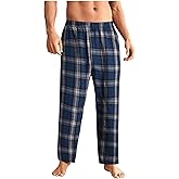 WDIRARA Men's Elastic Waist Flannel Pajama Pants Plaid Sleep Bottoms Lounge
