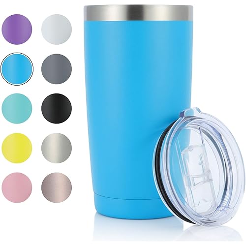 JEAREY 20oz Stainless Steel Tumbler with Lid Double Wall Vacuum Insulated Coffee Travel Mug (1 Pack, Lake Blue)