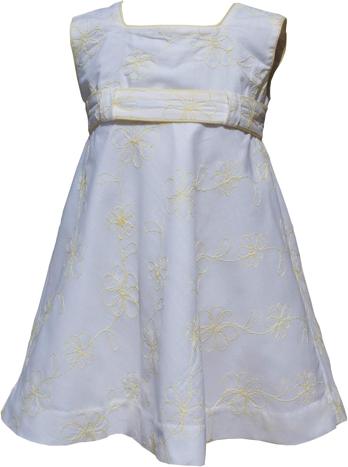 white sundress with yellow flowers