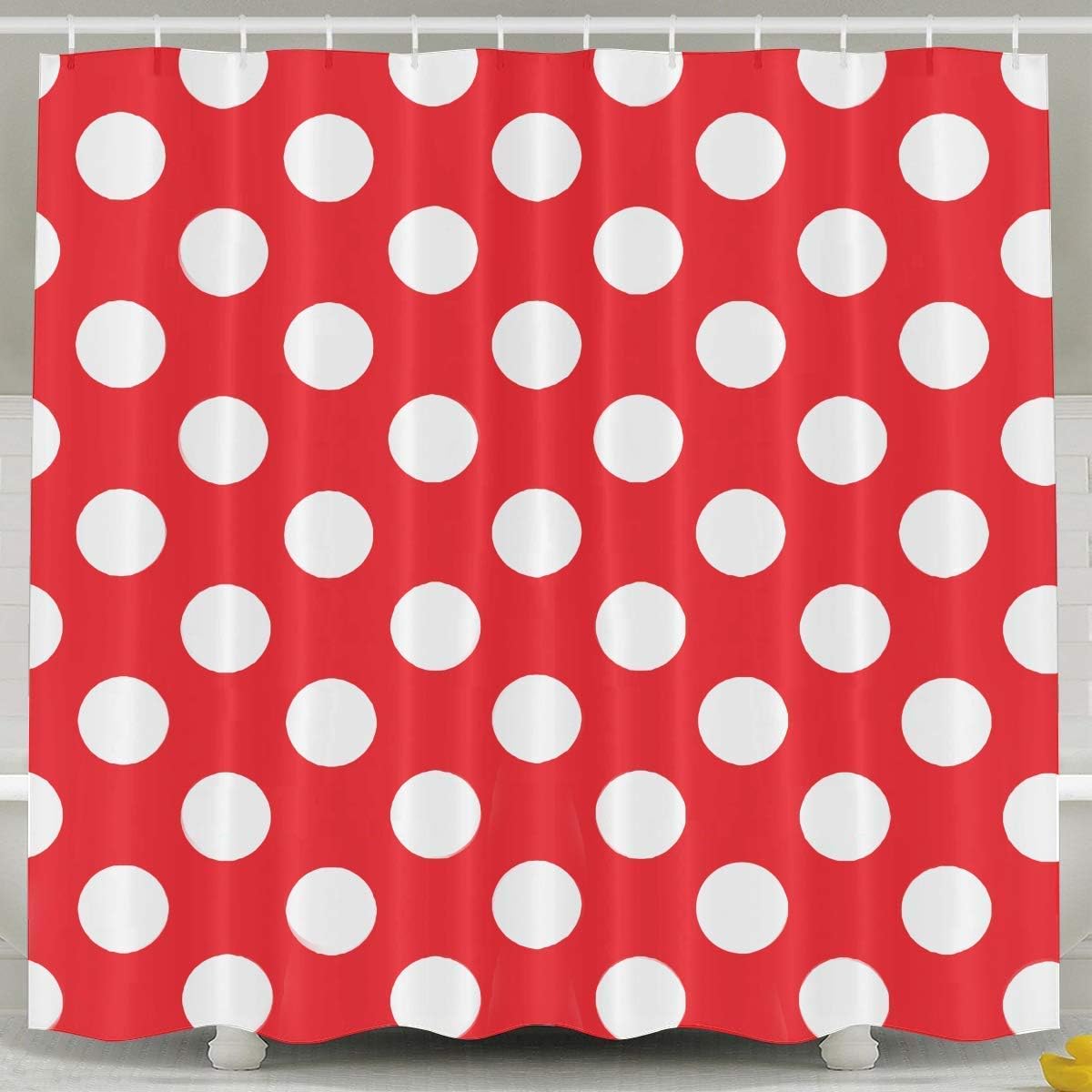 Amazon Com Abaysto Red And White Polka Dots Shower Curtain Bath Curtains Bathroom Decor Sets With Hooks Shower Waterproof Polyester Curtain Home Kitchen