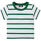 LittleSpring Boys Girls T Shirt Rainbow Striped Cotton Crewneck Tees for Kids Fashion