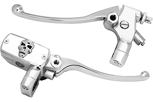 beyisi 1'' 25mm Left & Right Brake Master Cylinder Clutch Lever Skull for Honda VT600 VT750 VT1100 VT1300 VTX1300 VF750 Kawasaki Suzuki Yamaha (Chrome)