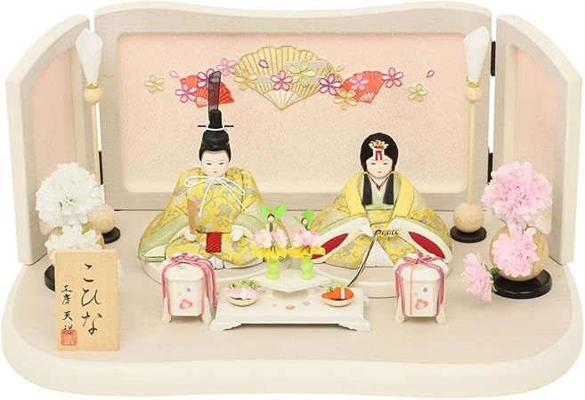 Amazon 雛人形 コンパクト ひな人形 雛人形 木目込み人形 こひな 桜扇 白木 シリーズ 木目込み雛人形 正絹 おしゃれ ひな人形 かわいい 雛人形 おしゃれ インテリア お雛様 平飾り おもちゃ