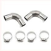 2PCS Diesel Heater Exhaust Pipe with 4 Clamps, 24mm Air Heater Exhaust Pipe Tube Elbow Connector, Duct Connector Diesel Boat 