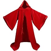 LuckyMjmy Velvet Wizard Robe with Satin Lined Hood and Sleeves