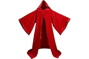 LuckyMjmy Velvet Wizard Robe with Satin Lined Hood and Sleeves