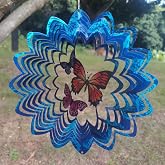 Lylence Wind Spinners Hanging Wind Spinner, 3D Metal Outdoor Clearance 10" | Butterfly Wind Spinner Outdoor Clearance, Spinners For Yard And Garden, Patio, Porch Decor, Wind Chime,Wind Chime, Gift