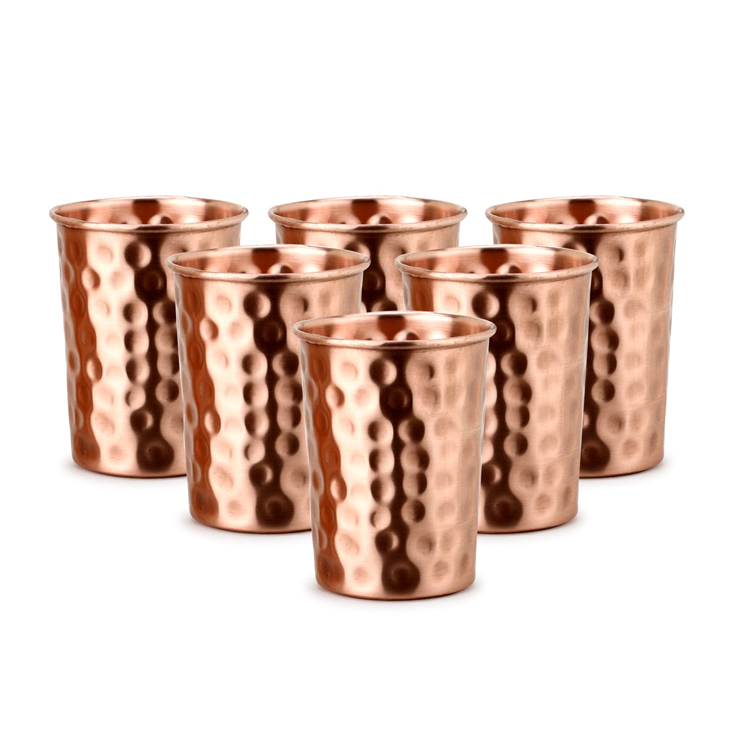 Zap Impex Pure Copper Hammered Glasses Moscow Mule Tumbler (Set of 6)