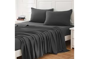 Bedlifes Queen Sheet Set- Grey Sheets Queen-Luxury-Breathable Ultra Soft-16 Deep Pocket- 1800 Thread Count Percale Egyptian Microfiber Bed Sheets Wrinkle, Queen Size Dark Grey 4 Pieces