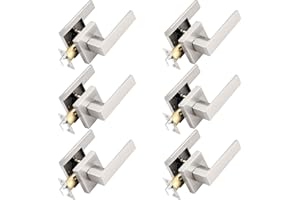 Probrico Square Passage Door Levers Set Keyless Interior Door Handles Brushed Nickel Finish, 6 Pack