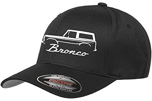 MADDMAX CAR ART 1966-77 Ford Bronco 4x4 Classic Outline Design Flexfit hat Cap