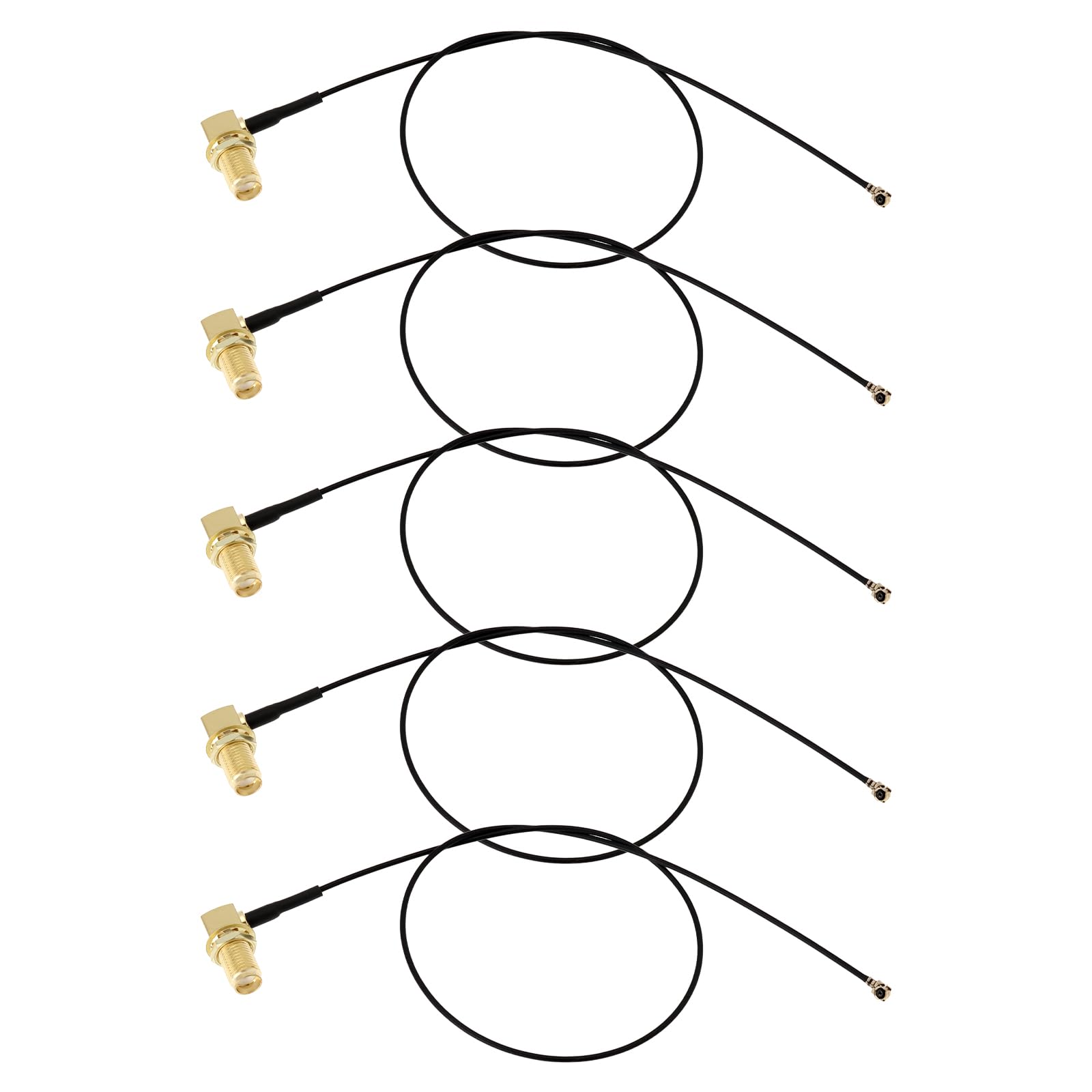 YINETTECH 5pcs SMA Female Right Angle to U.fl IPX Antenna Coaxial Cable MHF4 RF Pigtail WiFi Antenna Extension Cable 1.13mm (12inch/30cm)