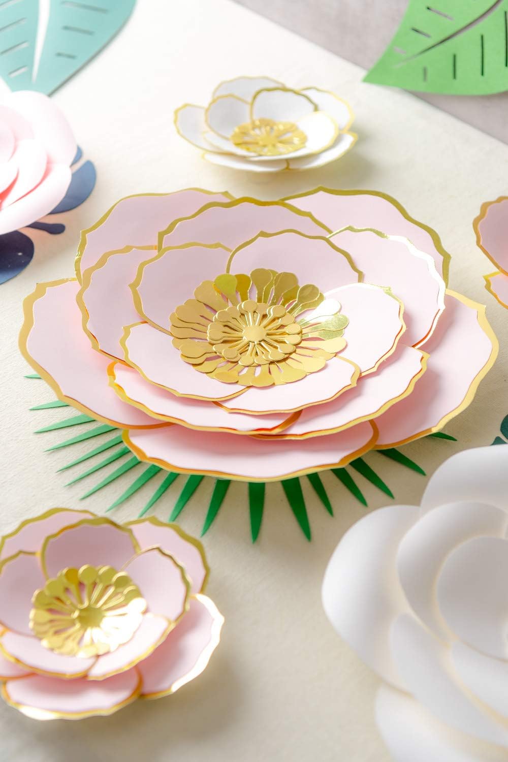 Amazon Com 3d Large Paper Flowers Decorations For Wall Wedding Baby Shower Party Nursery Decor Bridal Shower Flower Backdrop Home Decor Set 6 Pcs Pink White Kitchen Dining