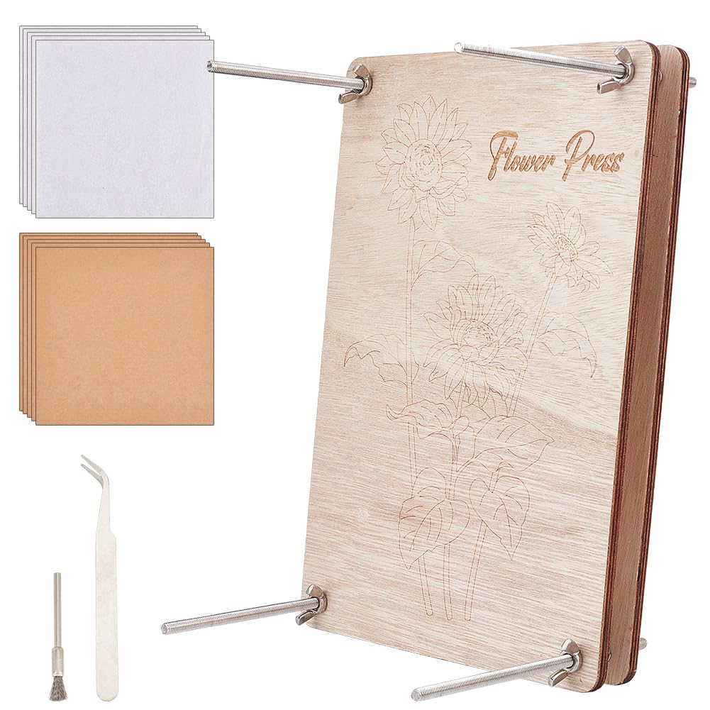 OLYCRAFT Professional Flower Press Kit 8 Layers 27.5x27.5cm Flower Pattern Large Wooden Flower Press Kit DIY Dried Flowers Crafts DIY Pressed Preservation Kit Nice Gift for Adults DIY Flower Lovers
