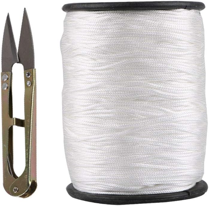 Blinds Cord String, Braided Nylon Polyester Lift Cord By Kisslife, 200 Yards/Roll White Braided Lift Shade Cord Replacement Cords For Blinds Windows, Roman Shade Repair, Gardening Plant and Crafts 1mm