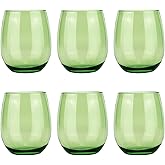 KX-WARE Unbreakable 18-ounce Acrylic Stemless Wine Glasses All Purpose Plastic Tumbler, set of 6 Green Dishwasher Safe BPA Free Classic Style
