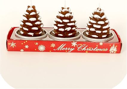 Amazon Com W Boll 3pcs Set Christmas Candles Santa House Snowman Christmas Tree Paraffin Candles Wedding Party Candles Decor Light Pine Cone Home Kitchen