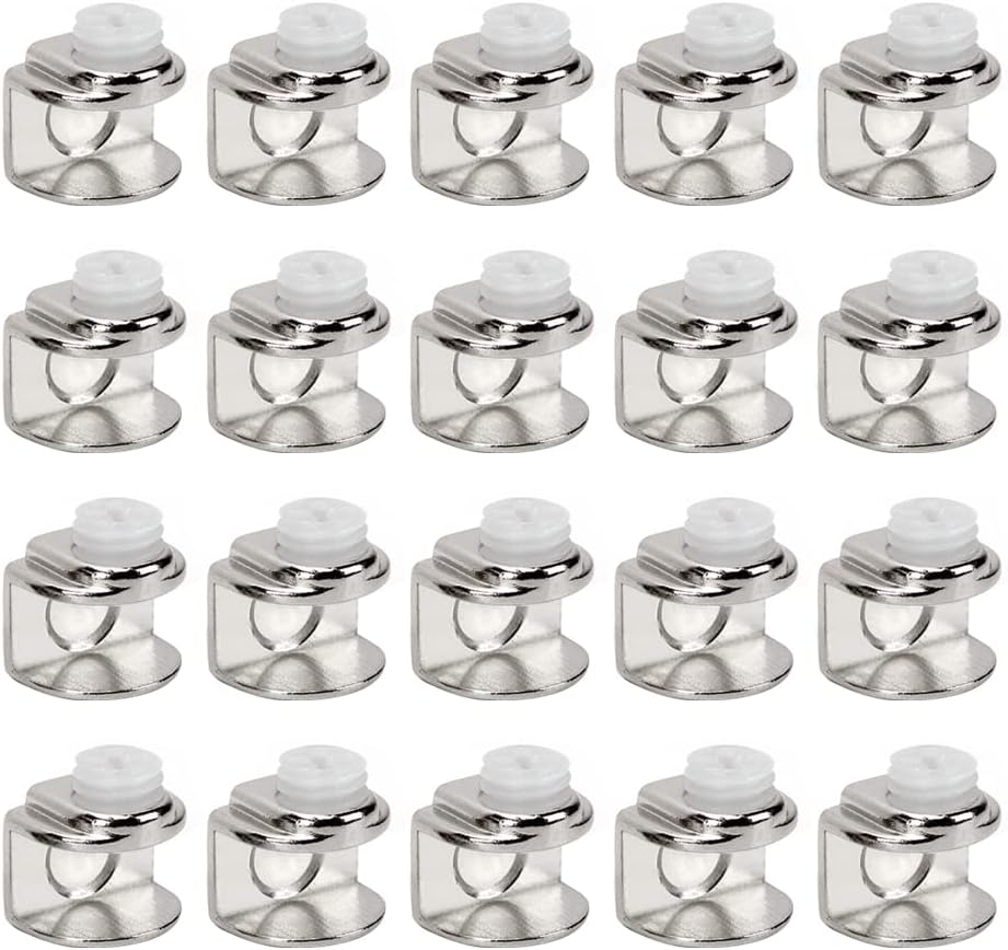 WYAN 20Pcs Zinc Alloy Glass Shelf Brackets Clips for Cabinet Kitchen Table