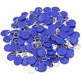 ETEKJOY 100 PCS 125KHz RFID Key Fob Proximity ID Card Token Tag Keypad Card for Door Entry Access Control System for Security Lock Wholesale, Read Only (Blue)
