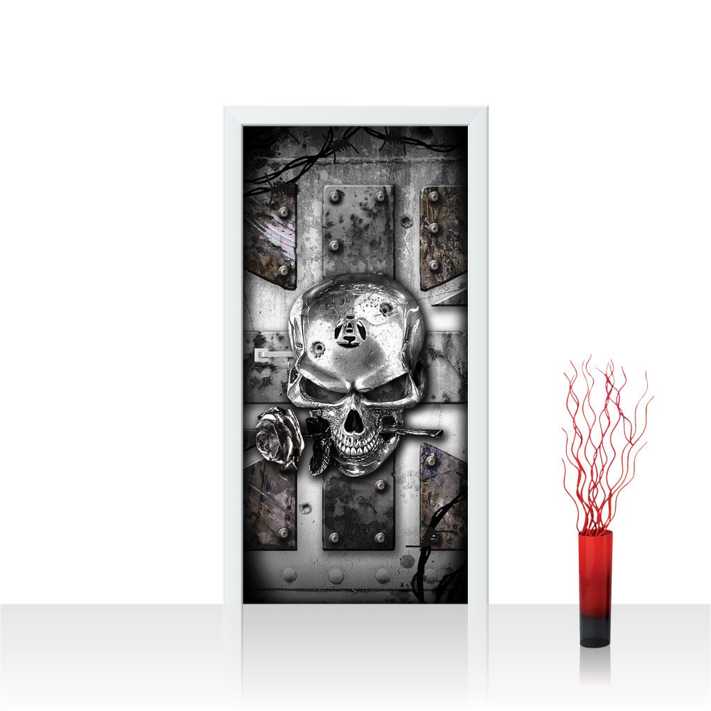Décoration Murale Autocollante 3D Fleur Et Crâne (Totenkopf) - Style Graphique