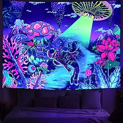 Amhokhui Blacklight Astronaut Tapestry UV Reactive