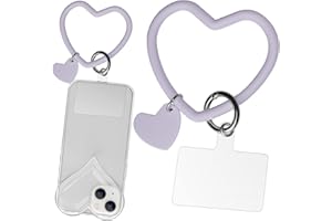 Naiadiy Silicone Heart Loop Phone Lanyard, Cell Phone Hand Wrist Lanyard Strap with Key Chain Holder, Universal for Phone Case Anchor Fit All Smartphones-Purple