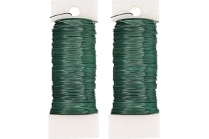 LUZEN 2 Pack 76 Yards 22 Gauge Green Flexible Floral Paddle Wire Craft Paddle Wire Twist Ties Plant Ties Garden Wire for Crafts, Christmas Wreaths Tree, Garland and Floral Flower Arrangements DIY Crafts