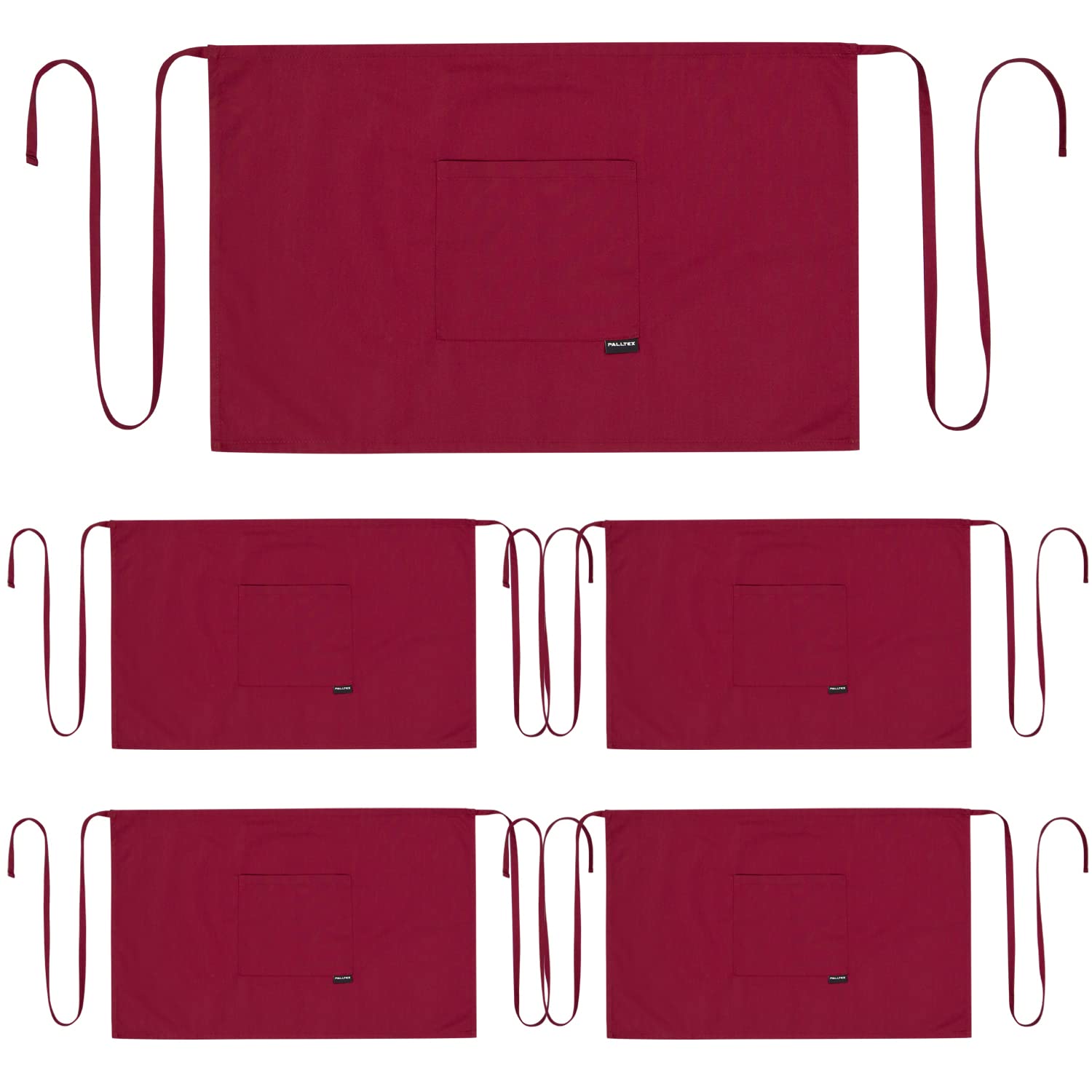 PALLTEX Amaya Unisex Cooking Apron Men Short Cooking Apron Women Short Apron Women Apron Men for Cooking Crafts Painting Baking, Burgundy - 5 pieces, One Size