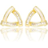14k Gold Plated Cubic Zirconia Stud Earrings for Women Jewelry