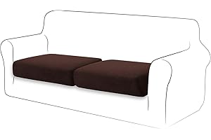 TIANSHU High Stretch Loveseat Cushion Cover,2-Piece Jacquard Chair Cushion Slipcover for Loveseat, Durable Furniture Protector Loveseat Couch Cover for 2 Cushion Couch (Medium, Chocolate)