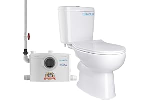 HOCANFLO 850Watt Macerating Toilet with Pump, Upflush Toilet For Basement,Upflush Power Dual Flush Toilet with 4 Water Inltes For Bathroom, Shower, Laundry