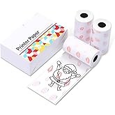 Ponek T02 Mini Thermal Printer Paper, 20-Year Strawberry Pattern Sticky Thermal Paper, 50mmx3.5m for Memo, Journal, Photo, Text, Study Notes and More, 3 Rolls, Compatible with T02/M02X/M02L/Y02C/Q02