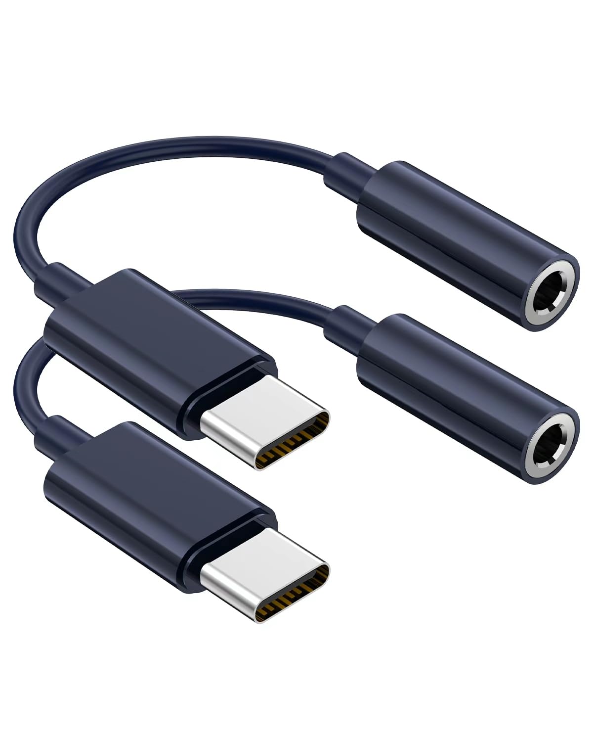 USB C to 3.5mm Audio Headphone Jack Adapter (2Pack), Aux to USB C Dongle Cord Cable Compatible with iPhone 17/16/15, iPad Pro, Samsung Galaxy S25 S24 S23 Ultra/Google Pixel - Blue