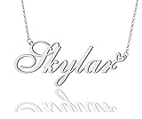 AOLO Skylar Heart Name Necklace Silver Stainless