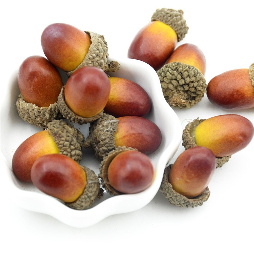 WADY 50pcs Artificial Lifelike Acorn Decor Fake Fruit Home Party Festival Decoration Props