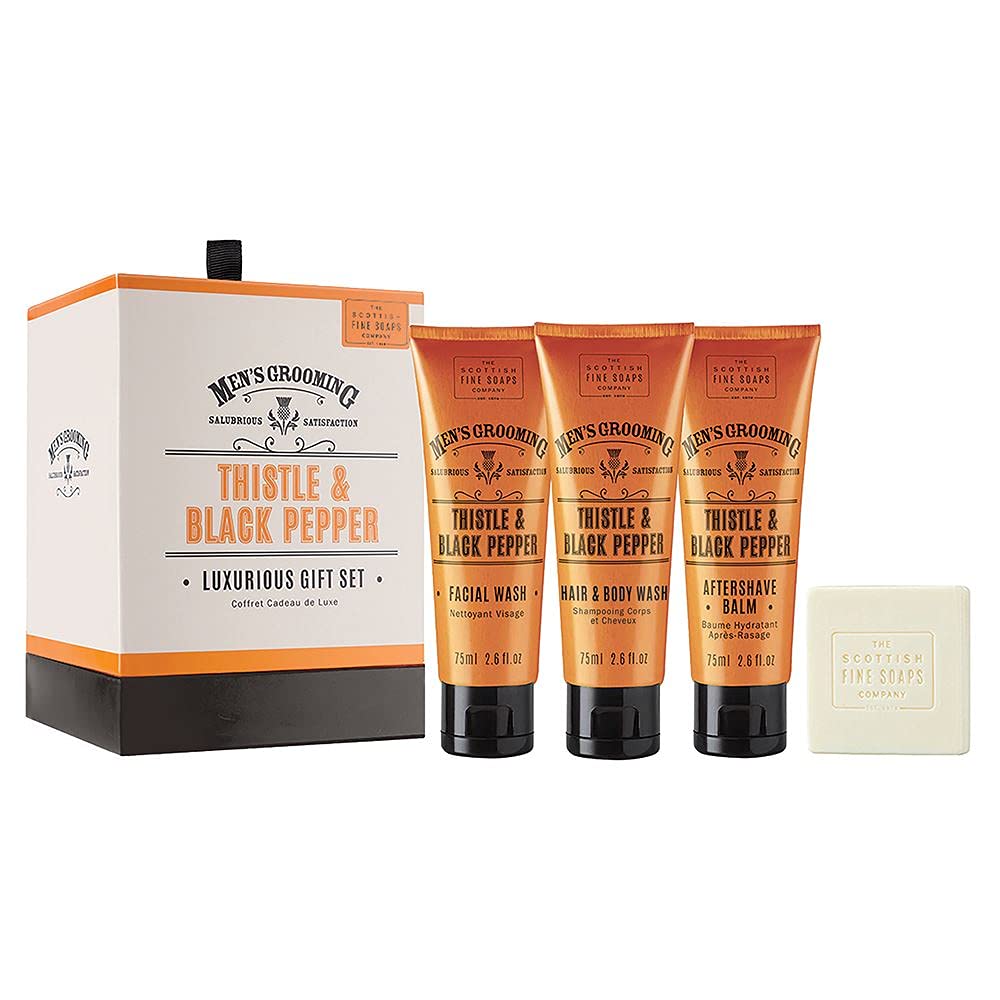 Men's Grooming by The Scottish Fine Soaps Company Thistle & Black Pepper Luxurious Gift Set