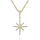 Namana Elegant North Star Pendant Necklace for Women with Cubic Zirconia Stones, Sparkling Jewelry with Gift Box