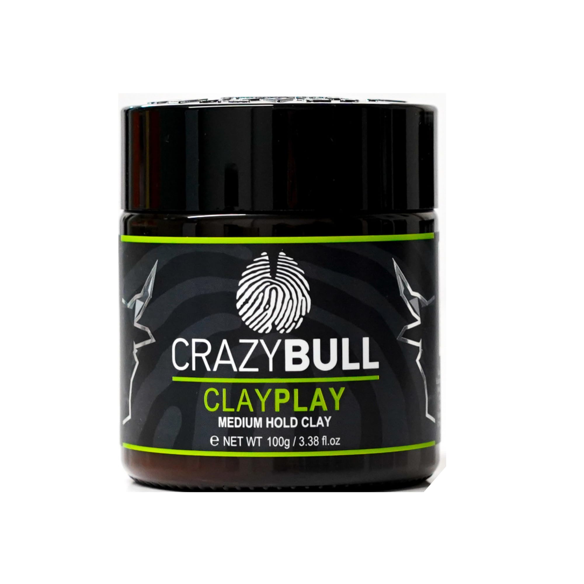 Crazy Bull Clay Play Hair Styler - Medium Hold Hair Clay with Low Shine, Semi-Matte Finish - Vegan, Water-Based Product with Bentonite Clay for Volumising, Defining, & Texturising - Sweet Apple Scent