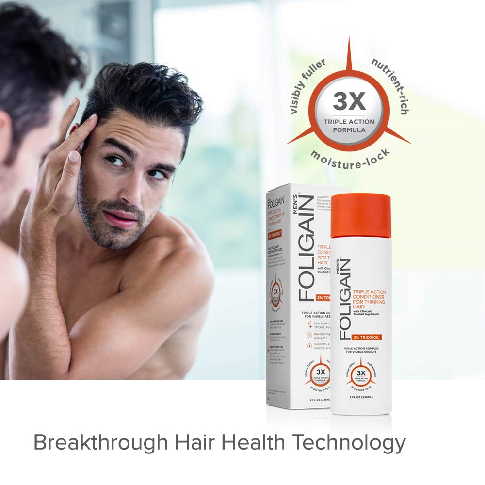 Foligain Triple Action Conditioner For Thinning Hair For Men with 2% Trioxidil | Hair Stimulating Conditioner | Men's Volumizing Conditioner (8oz): Beauty