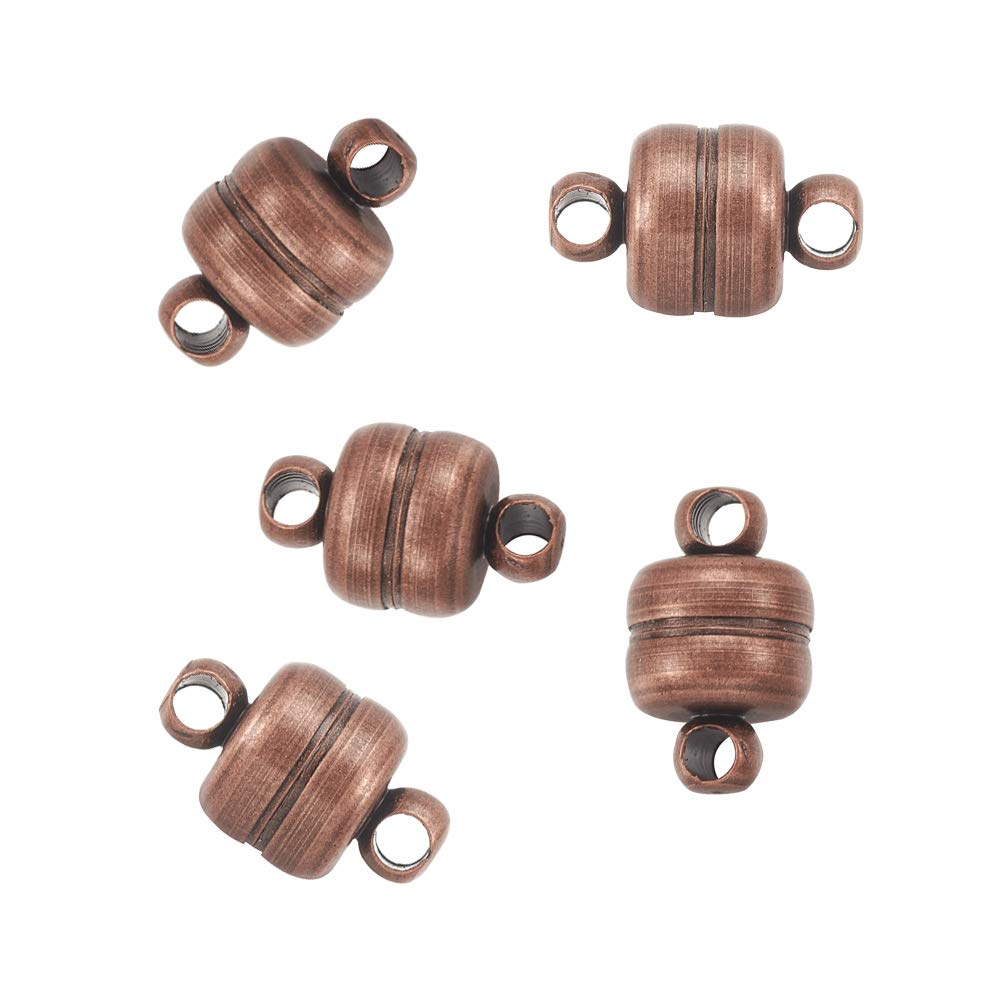 Airssory 5 Sets Oval Magnetic Clasps Magnet Converter for Bracelet Necklace Making Red Copper Color 11x7mm
