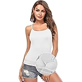 Women Camisole with Built-in Bra Cup Strap Supportive Padded Tank Top Layering Cami Undershirt for Yoga