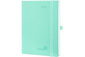 POPRUN 2025 Planner 6.5'' x 8.5'' - 2025 Weekly Calendar with Hourly Time Slots, Weekly/Monthly Appointment Book for Time Management - Leather Soft Cover - Green