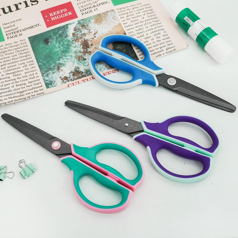 CCR Schere,Scheren Set Mit Antihaftbeschichtung ,Komfortabler Griff 17.5cm Scharfe Edelstahl Bastelschere,Ideal Für Zuhause & Büro 7